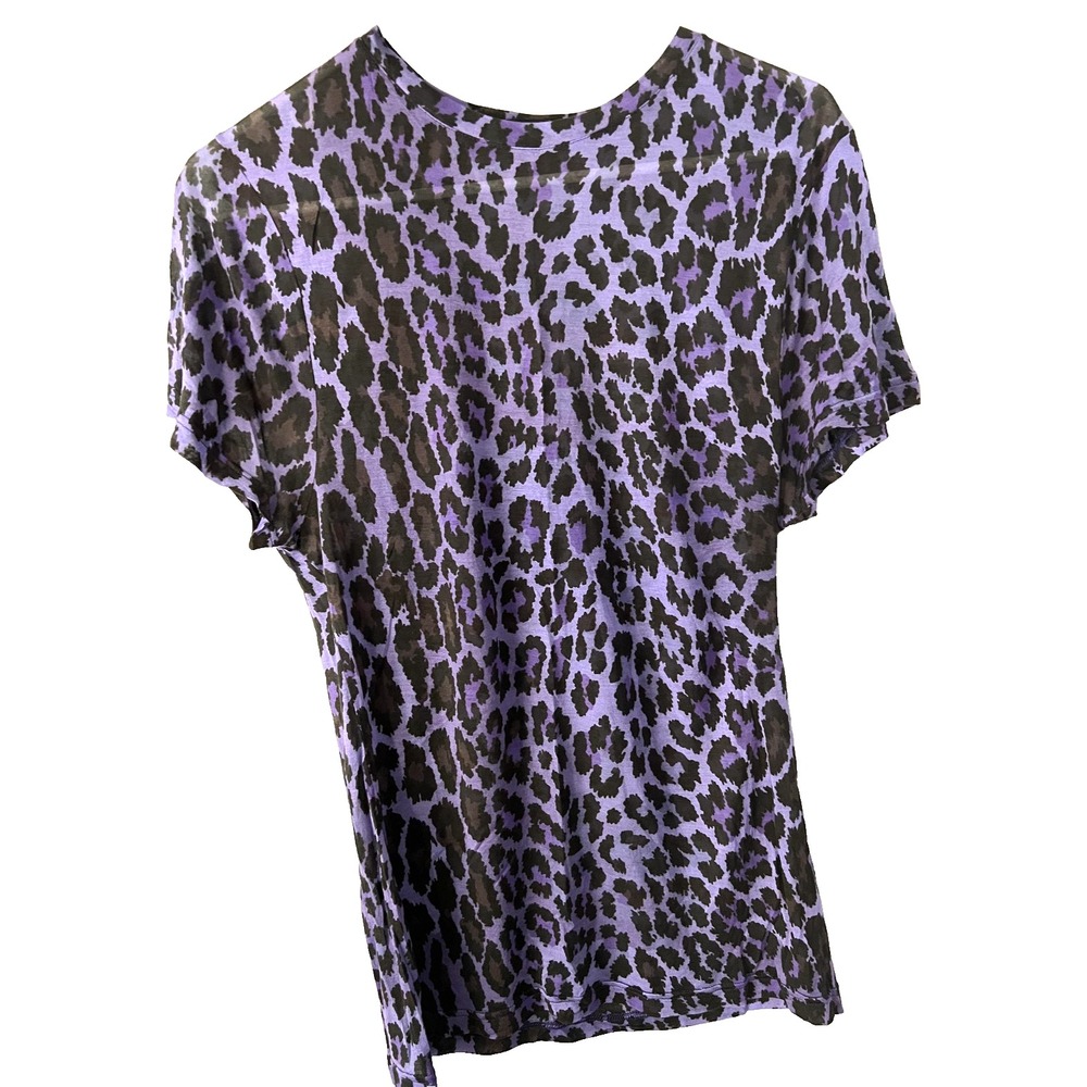 Christopher Kane Shirt Womens S Leopard Print Purple Modal Designer Tee Top EUC
